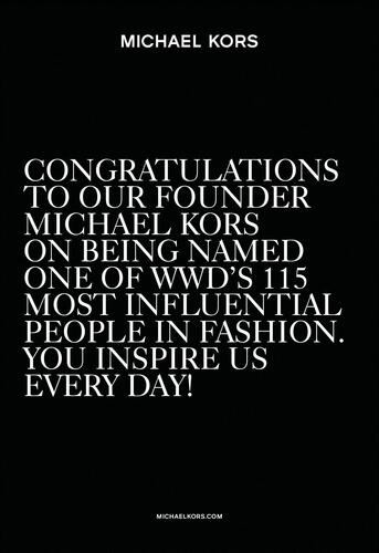 Michael Kors campaigns first seen Sep 2025.