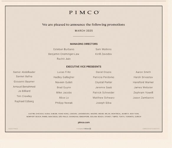 PIMCO Investments campaigns first seen Mar 2025.