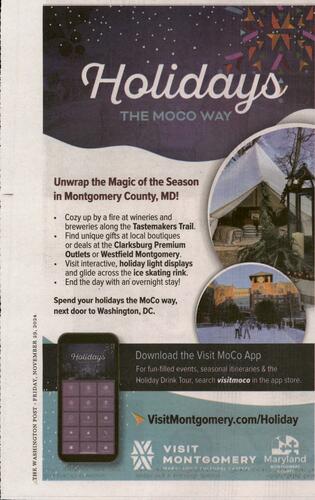 Conference and Visitors Bureau of Montgomery County, MD campaigns first seen Nov 2024.