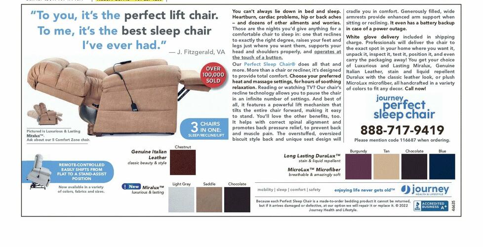 firstSTREET The Perfect Sleep Chair Advertising Profile See Their