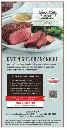 Kansas City Steak campaigns first seen Feb 2025.